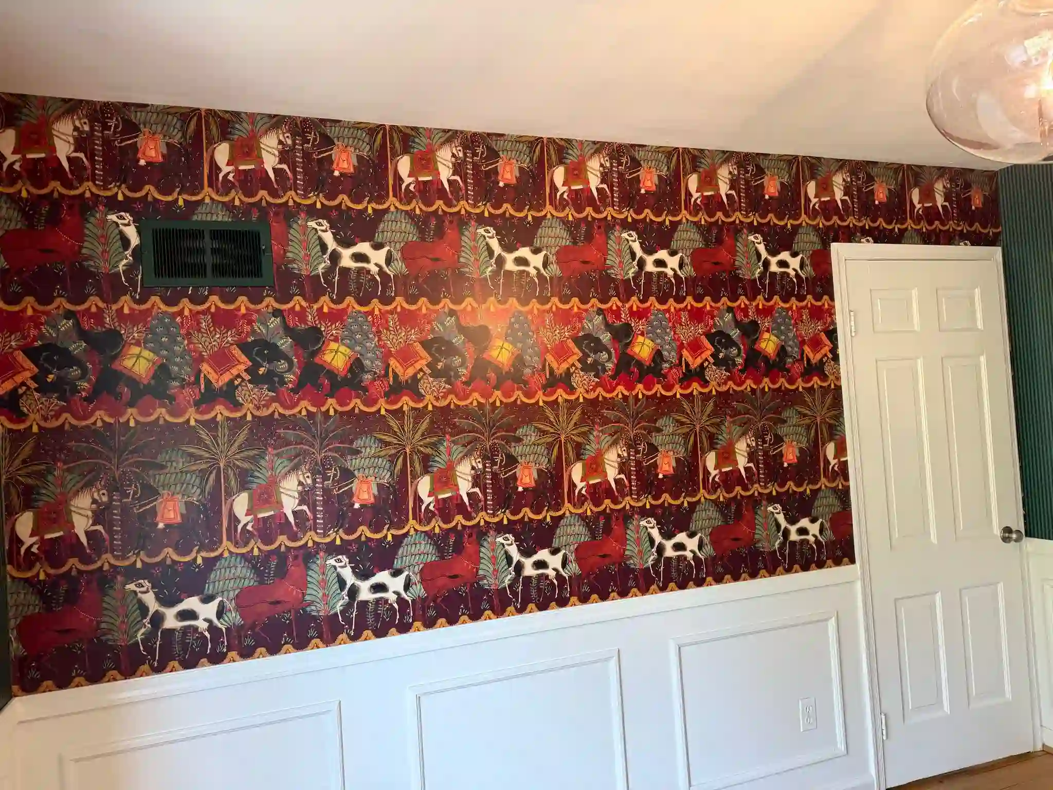 Luxury wallpaper installation Houston living room